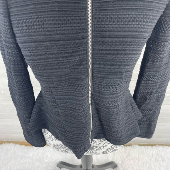 Rebecca Taylor Texture Knit Zip Front Fitted Silk Blend Jacket - Picture 5 of 10